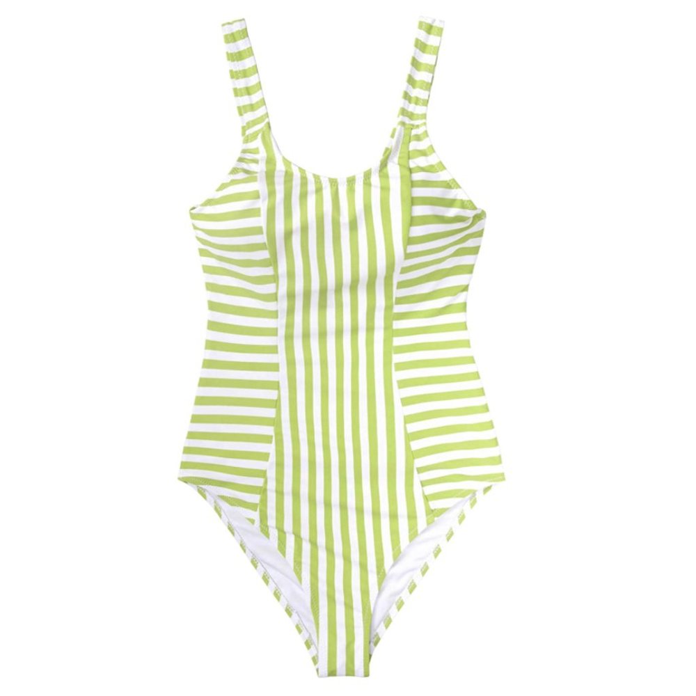 Cupshe Green & White Striped One Piece Swimsuit